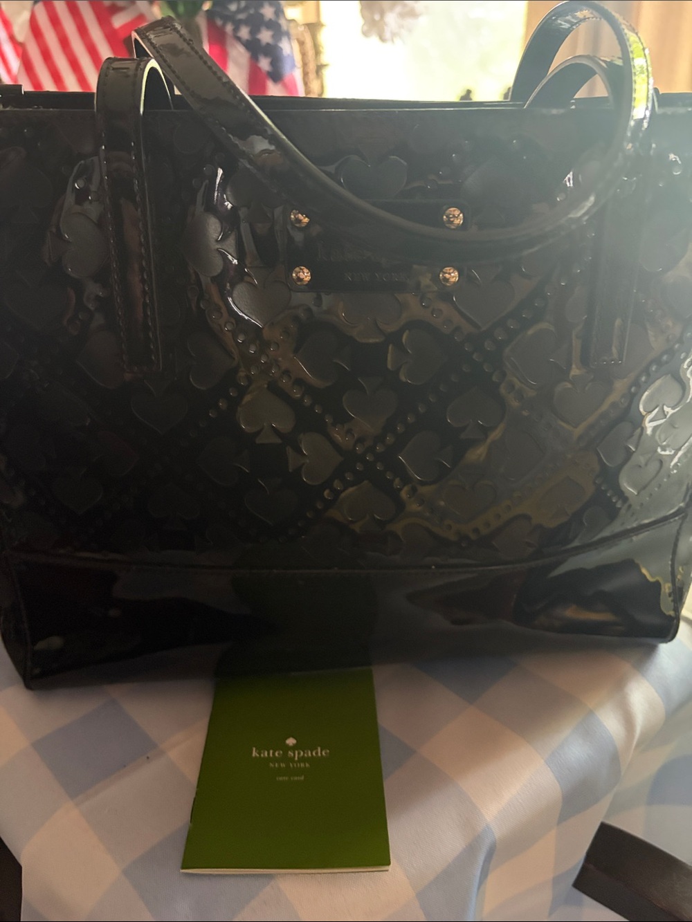 kate spade Black Patent Heart-Quilted Tote